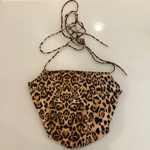 Cheetah print lace up top Y2K